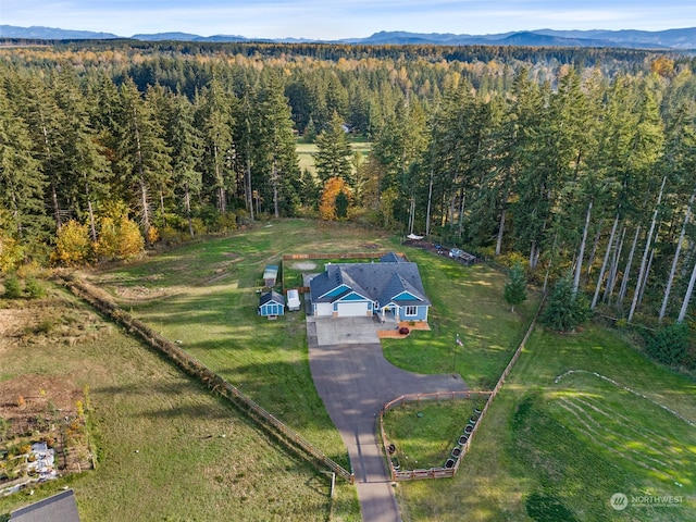 drone / aerial view with a mountain view