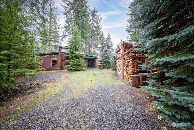 137 Mountain View Dr N, Ashford, WA 98304 - view of yard featuring driveway and an outdoor structure