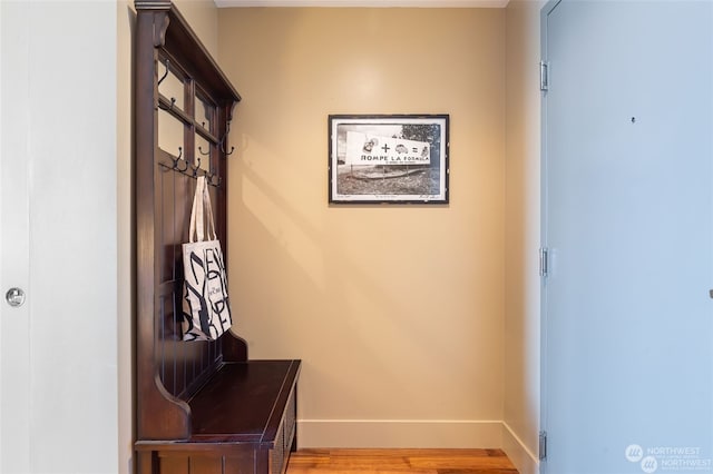 mudroom featuring light hardwood / wood-style flooring