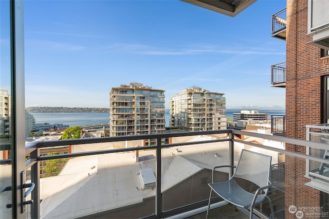 balcony with a water view