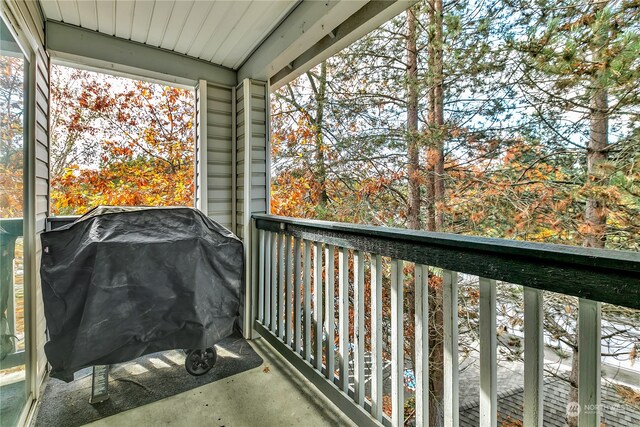 balcony featuring area for grilling