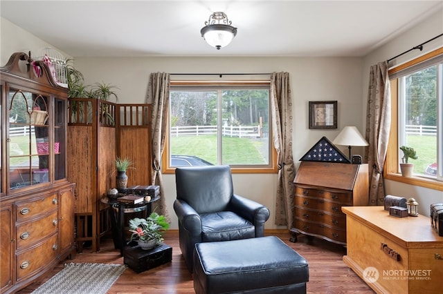 sitting room with hardwood / wood-style floors