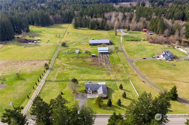 aerial view featuring a rural view