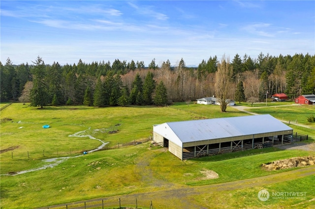 bird's eye view featuring a rural view