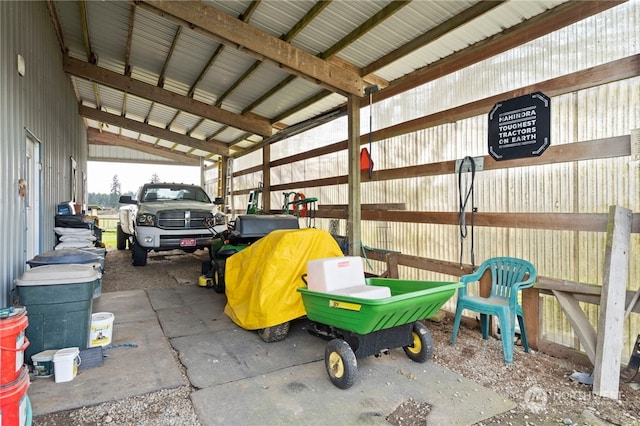 garage with a carport