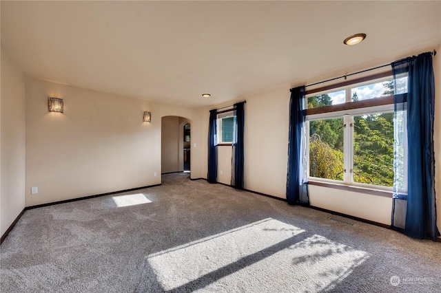 212 Grandview Ave, Camano Island, WA 98282 - unfurnished room featuring carpet, arched walkways, plenty of natural light, and visible vents