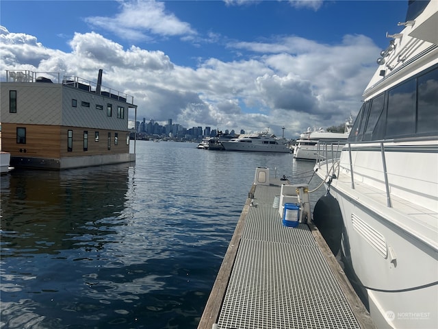 view of dock featuring a water view