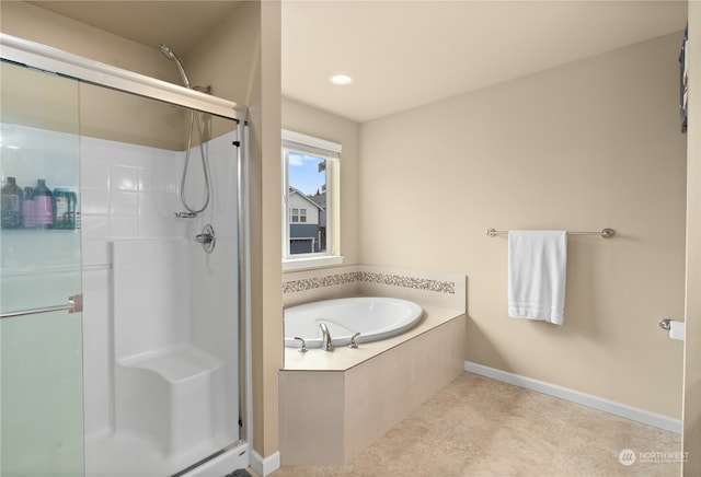 bathroom featuring plus walk in shower