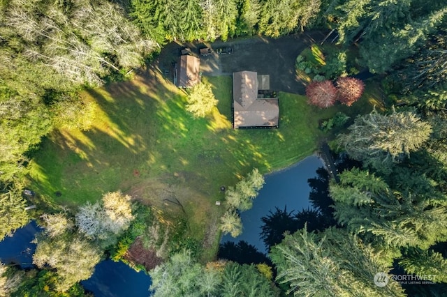 bird's eye view featuring a water view