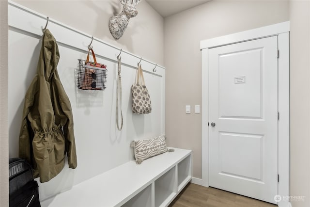 mudroom featuring light hardwood / wood-style flooring