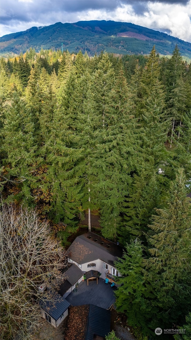 drone / aerial view with a mountain view