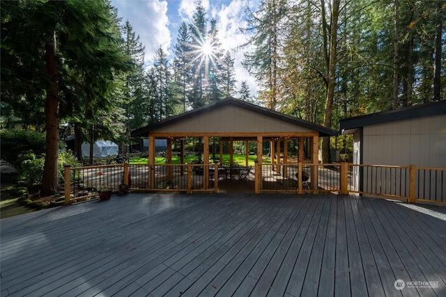 wooden deck with a gazebo