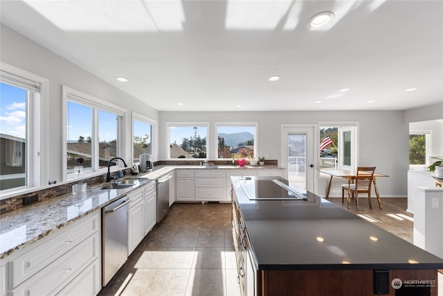 kitchen with black electric stovetop, dishwasher, and plenty of natural light