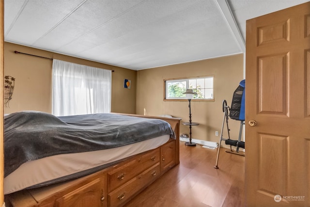 bedroom with wood-type flooring