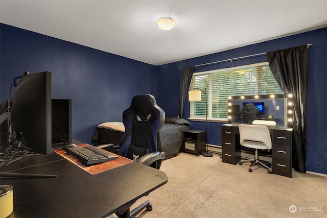 view of carpeted office space