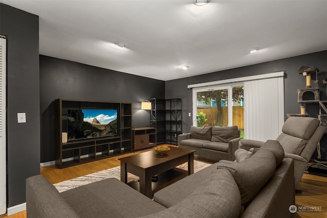 living room featuring light hardwood / wood-style flooring