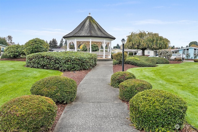 view of property's community featuring a gazebo and a yard