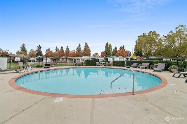 view of swimming pool with a patio