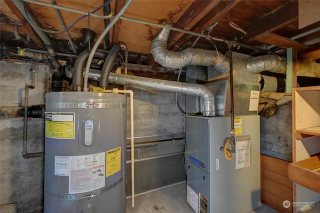 utilities with water heater and heating unit