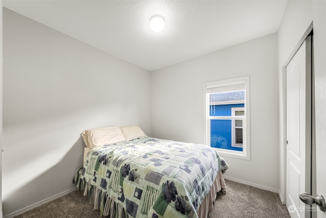 carpeted bedroom with a closet