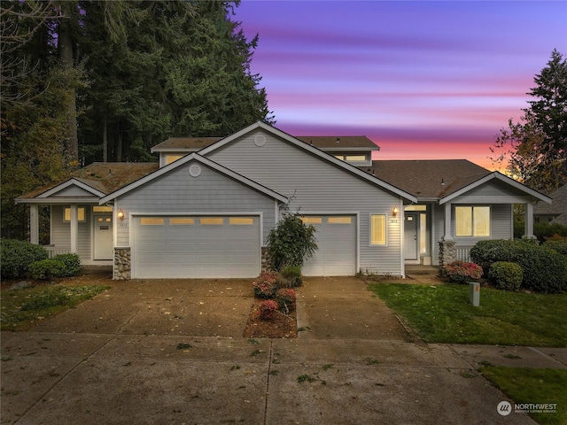 view of front of house with a garage