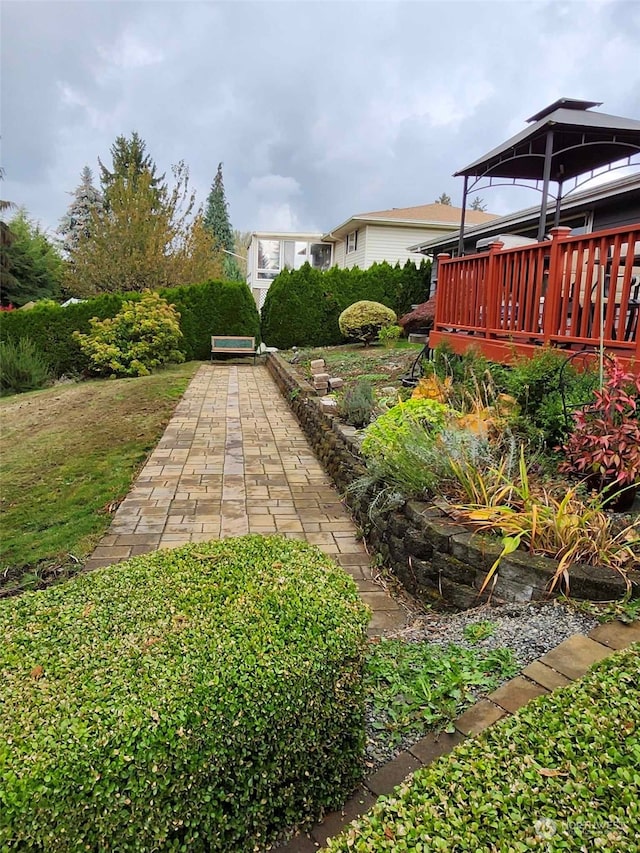 view of yard with a patio and a gazebo