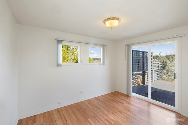 spare room with light hardwood / wood-style floors