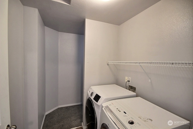 laundry room with independent washer and dryer and carpet