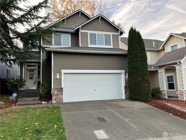 craftsman-style house with a garage