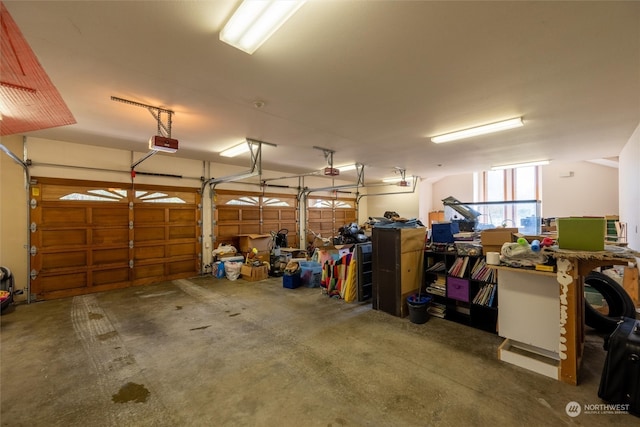 garage with a garage door opener