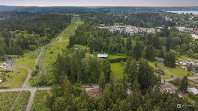 view of aerial view at dusk