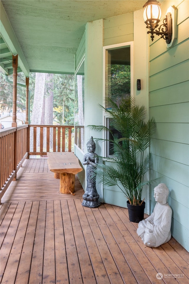 wooden deck featuring a porch