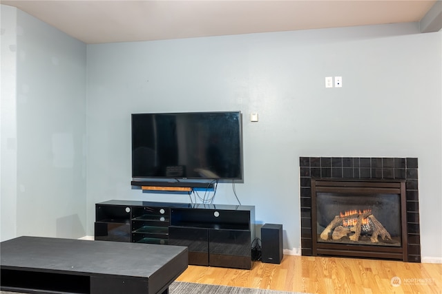 living room with hardwood / wood-style floors