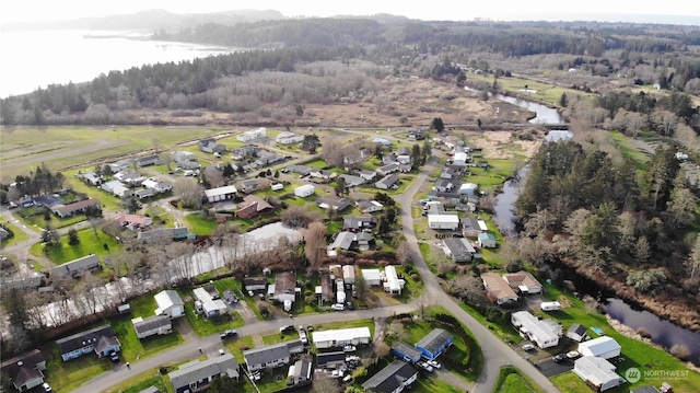 7104 Ortelius Dr, Ilwaco, WA 98624 - aerial view featuring a water view, a view of trees, and a residential view