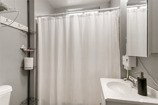 bathroom with toilet and vanity