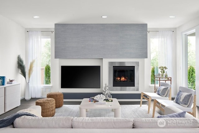 16027 57th Ave W, Edmonds, WA 98026 - living room with a fireplace and recessed lighting