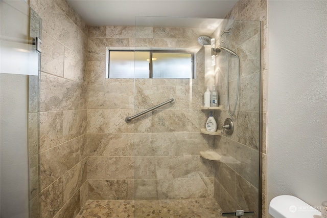 bathroom featuring toilet and walk in shower