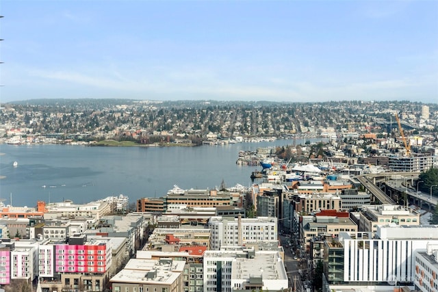 bird's eye view featuring a water view