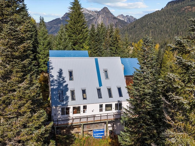 aerial view with a mountain view