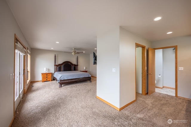 bedroom with carpet and ceiling fan