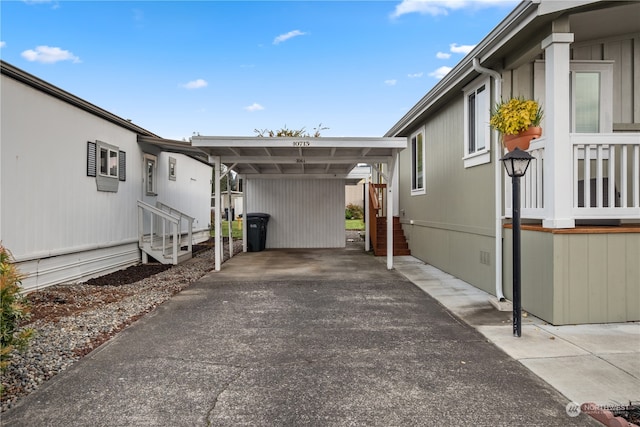 view of home's exterior featuring a carport