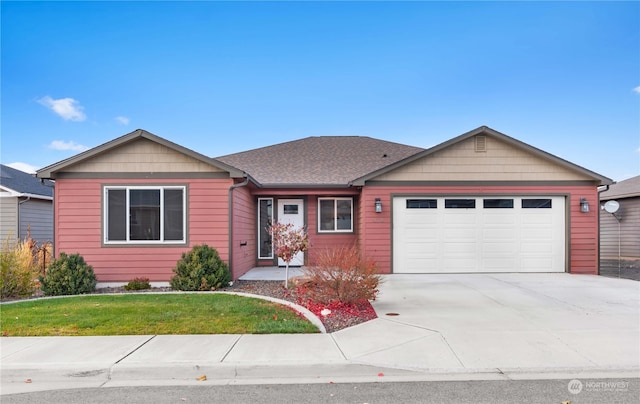 single story home with a garage