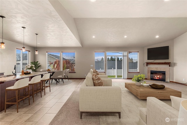 view of tiled living room