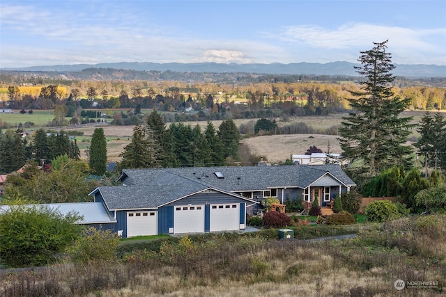 aerial view with a mountain view