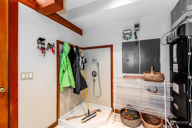308 De Haro Ln, San Juan Island, WA 98250 - bathroom with a walk in shower and electric panel
