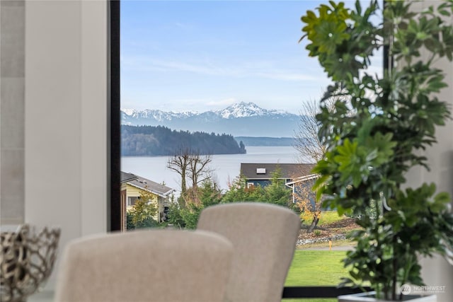 view of water feature featuring a mountain view