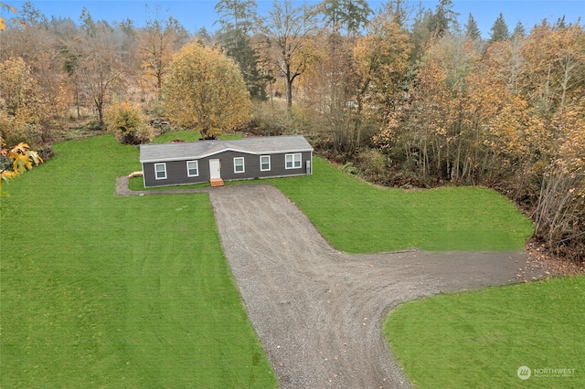 view of front of property with a front lawn