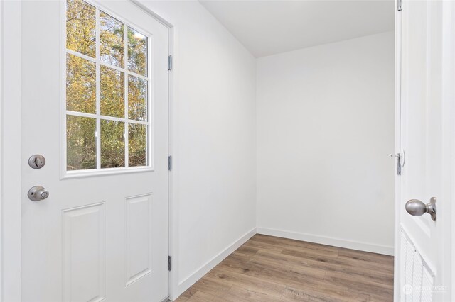 entryway with light wood-type flooring