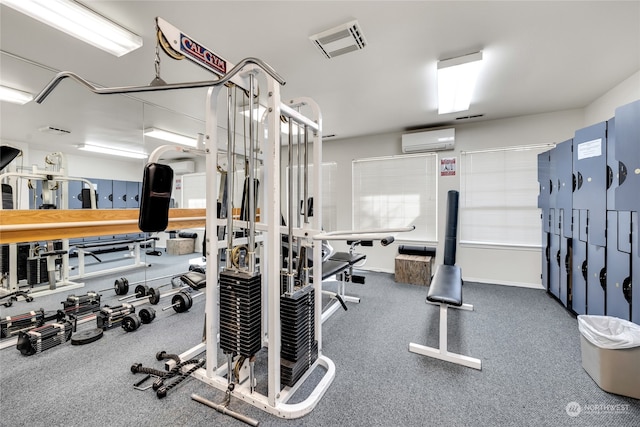 workout area with a wall mounted AC