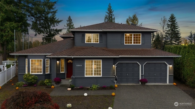 view of front facade with a garage